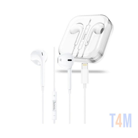 EARPHONES HOCO M80 ORIGINAL SERIES FOR LIGHTNING WITH MIC AND ONE BUTTON OPERATION CONTROL 1.2M WHITE